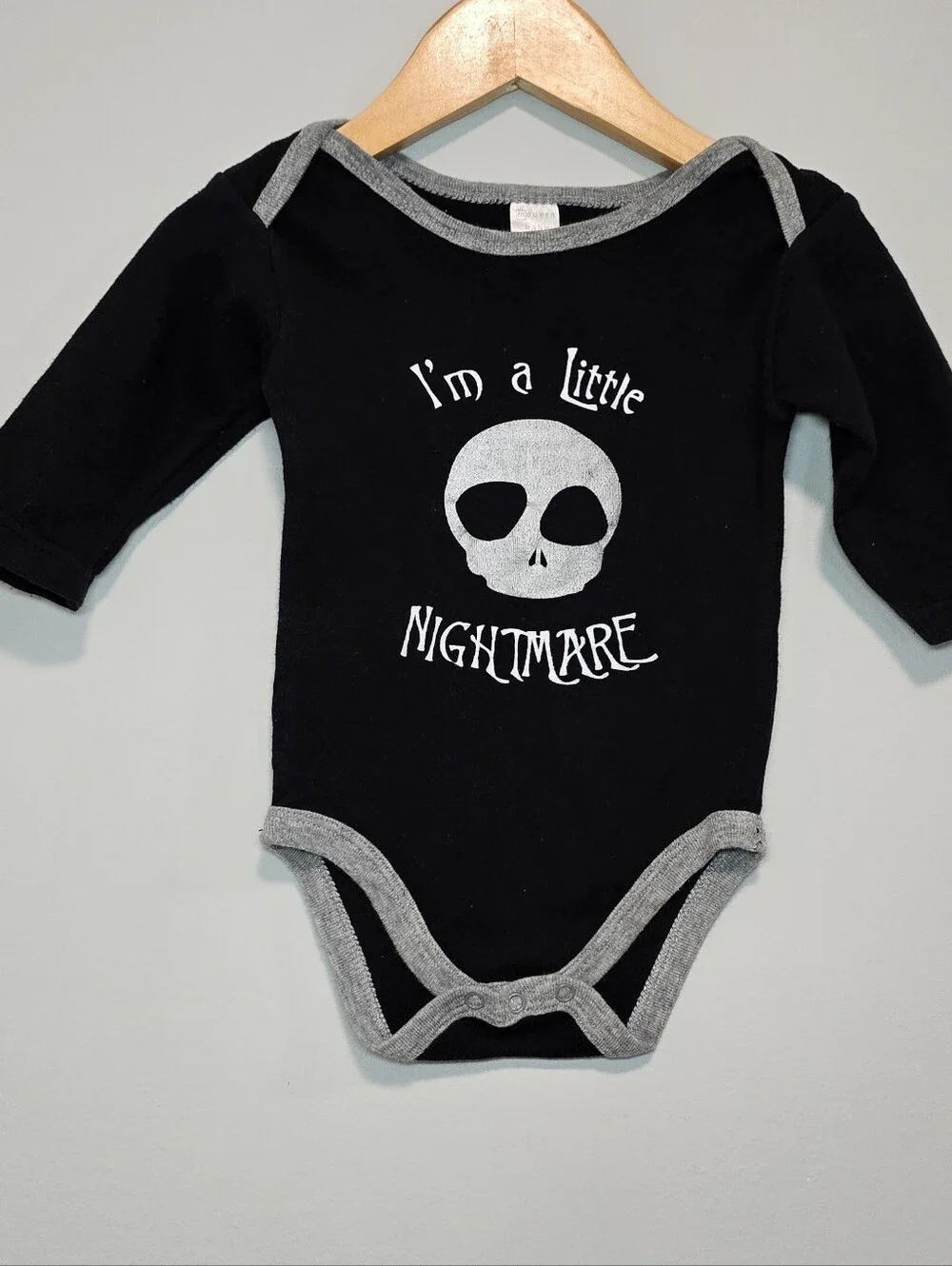 Gap I'm a Little Nightmare Black & Gray Baby  One-Piece Bodysuit Halloween Fall